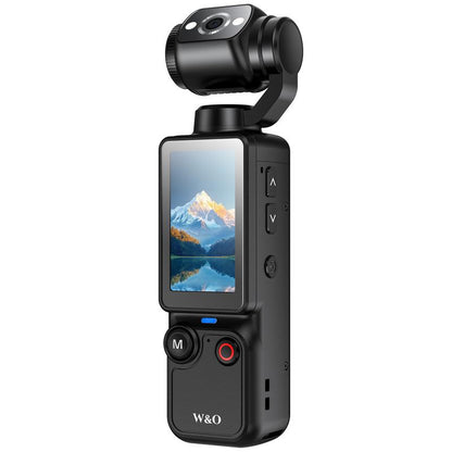 Pocket Vlogging Camera, Portable 2.5K Ultra HD Video Recorder with 180° Rotating Lens, Handheld Stabilizer Pocket Camera
